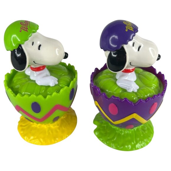 4 Whitmans Peanuts Snoopy Figurines Set Sitting In Easter Egg No Candy - Picture 3 of 11